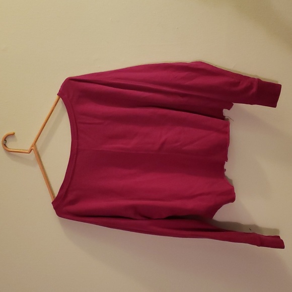 Pink Aeropostale Distressed Crop off the shoulder sweater - Picture 5 of 6